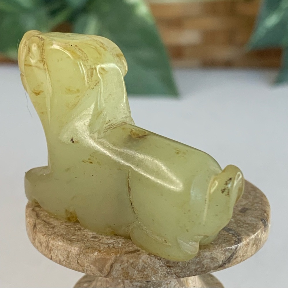 Vintage Chinese Zodiac Jade DOG Pendant Bead Hand Carved Miniature Pet Animal 2" - Picture 2 of 12